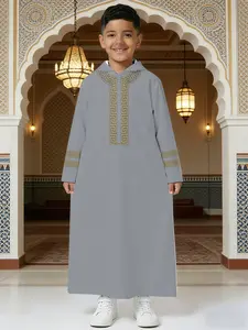 Arabic Thobe with Hat, Boys, Breathable and Durable, Perfect for Prayer & Travel, Comfortable Muslim Clothing