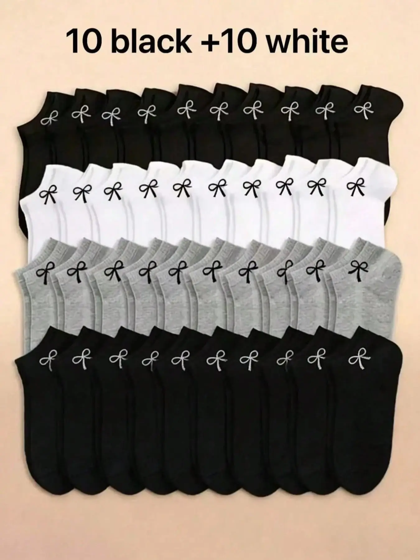 Women's Bowknot Low Top Socks, Short Socks, Comfortable Soft Invisible Casual Everyday Crew Socks, Breathable Summer Socks