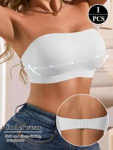 🔥 Jelly Strip Non-slip Strapless Bandeau Bra, Wireless With Non-slip Adhesive Tape No Falling, Push Up & Lift Anti-sagging, Multi-row Back Closure Adjustable, Invisible Daily Wear Bra Fit Everyday Underwear