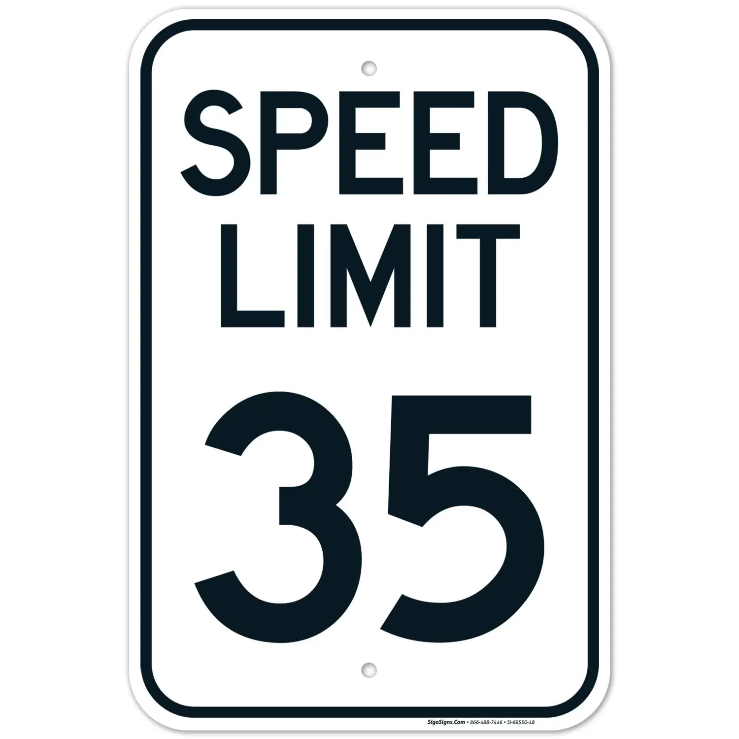Sigo Signs 35 Mph Rectangle Speed Limit Sign - 12x16 in Rust-Free .040 Alum., Black, Fade Resistant, Long Lasting, Easy Install, Mountable Outdoor Home Supply Decorative Plaque (Made in USA)