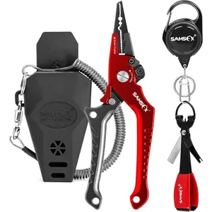 Aluminum Fishing Pliers Hook Remover Braid Line with Coiled Lanyard, Fly Fishing Knot Tying Tool & Retractors