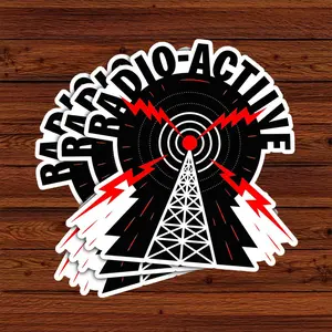 Set 3pcs Retro Sci-Fi Tech Tower Signal Radio-Active Sticker, 3x3 inch sticker for laptop book water bottle