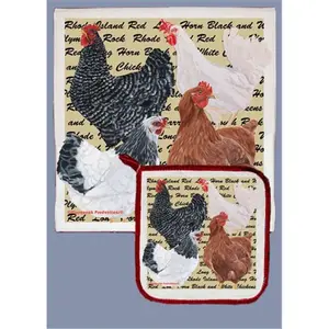 Pipsqueak Productions  Chicken Mix Dish Towel And Pot Holder Set