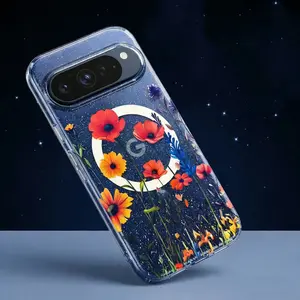 Case For Google Pixel 9 10 Pro XL 9A 10A Blue Light Magnetic protective Case Wind Chime Glitter Double Layer Print Shockproof Cover