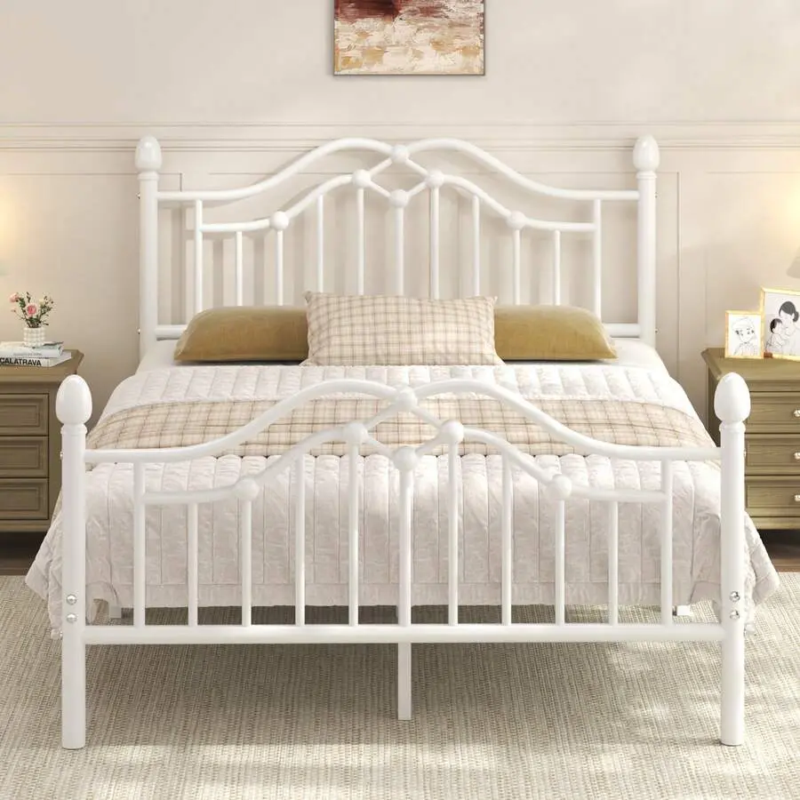 Bed Frame With Headboard And Footboard, Modern Metal Platform Bed Frame Support Up To 1000LBS, Under Bed Storage, No Box Spring Needed, Easy Assembly