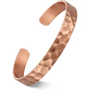 Pure Copper Bracelets for Men & Women, 99.99% Real Copper Tibetan Cuff Bangle, Adjustable   , Hammered