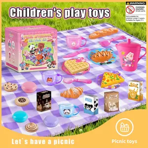 Tea Party Set for Little Girls, Pretend Dessert Food Set for Kids, Kids Kitchen Pretend Play Dessert Set for Girls & Boys