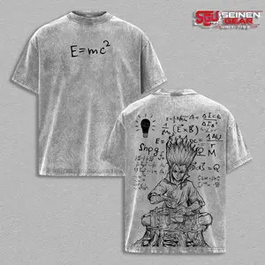 Dr Stone Senku Anime Graphic T Shirt, Vintage Acid Wash Scientist Tee, Heavyweight Oversized Manga Streetwear Outfit, Gift for Anime Lovers