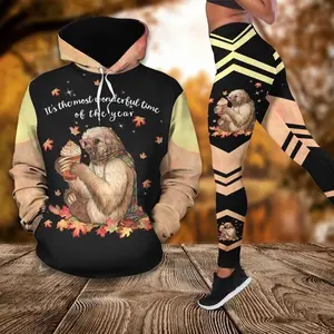 Sloth Orange 3D Hoodie Legging Set Combo