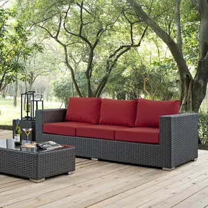 Modway Sojourn Outdoor Patio Sunbrella® Sofa in Canvas Red