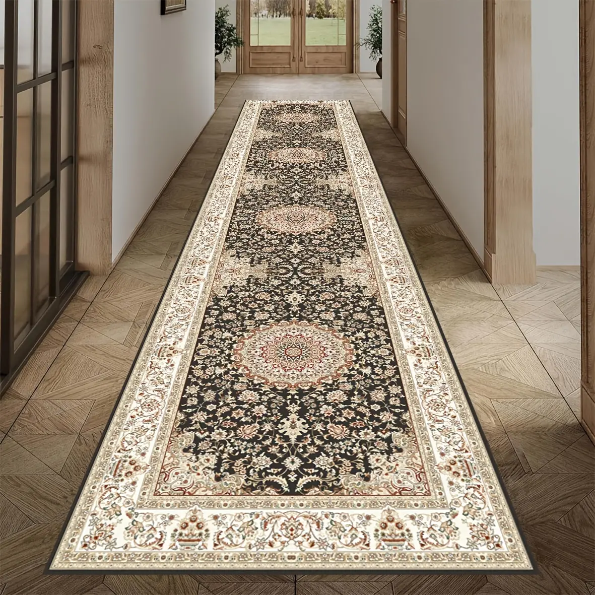 1pc American Retro Luxury Corridor Long Mat, Durable Kitchen Hallway Floor Mat, Soft and Comfortable Balcony Runner Floor Mat, Easy-to-Maintain Staircase Entrance Long Mat
