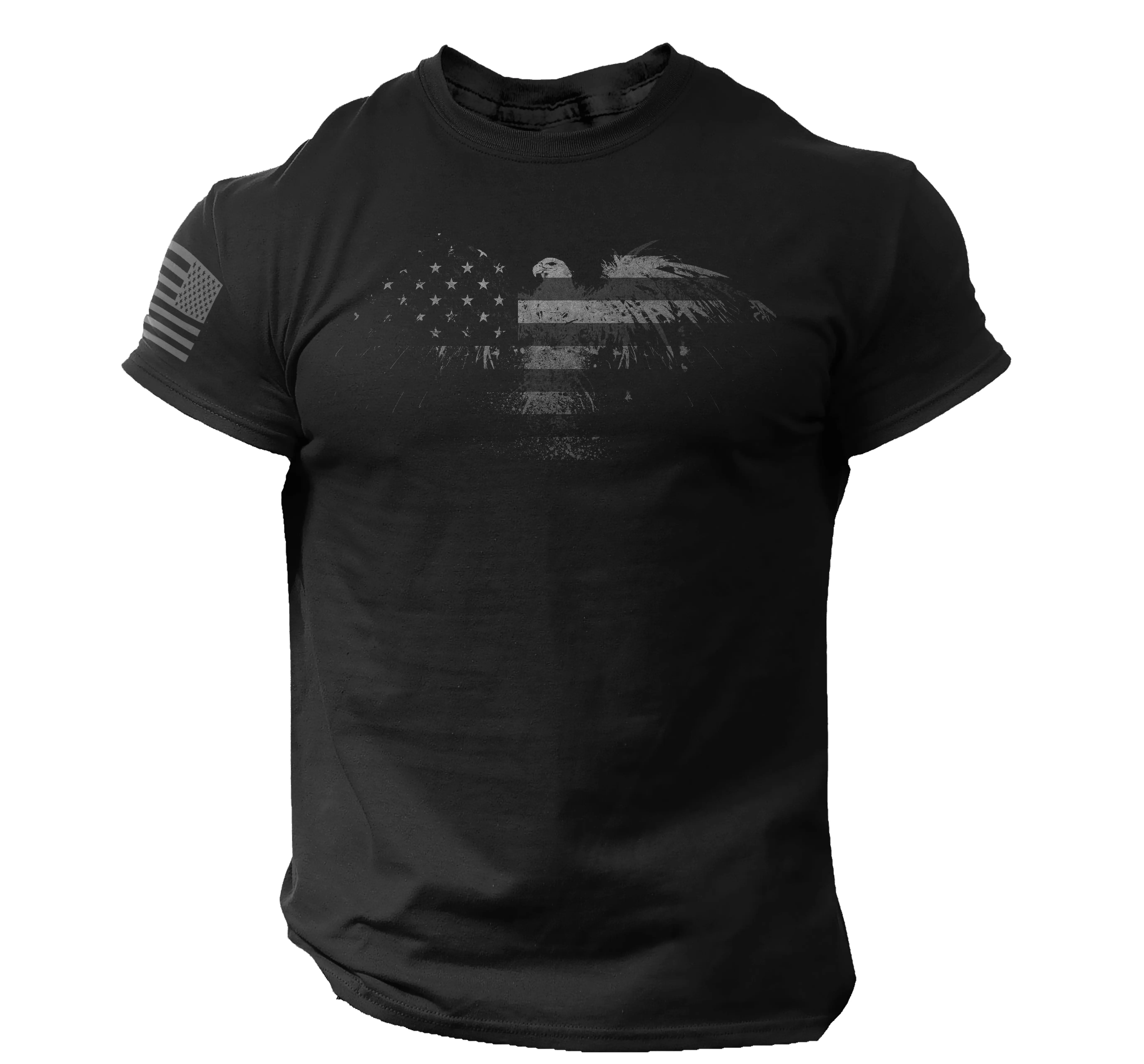 USA Eagle Flag T Shirt Distressed Patriotic American Tee Casual Cotton