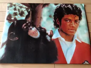 [SALE UP TO 45%] vintage Michael Jackson 80's promo poster with chimpanzee "Bubbles"