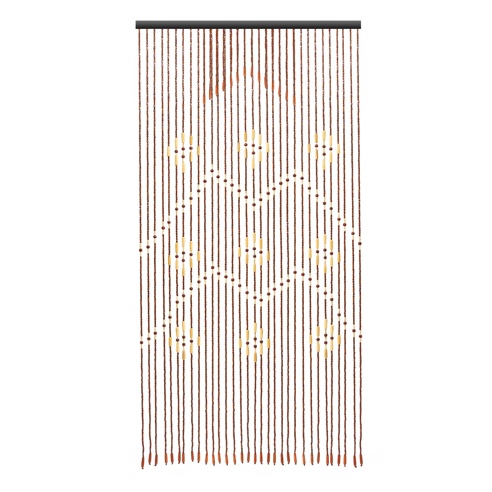 Hand-Strung Wooden Bead Curtain, 32 Rows, 90x175cm Coffee Finish Classic Chinese Classical Floral Boho Style - Window Decor, Bathroom Doorway Room Divider