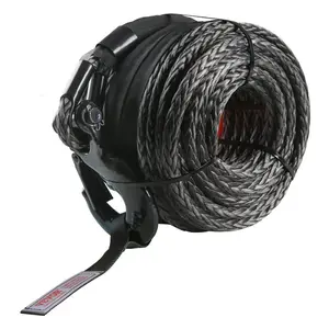 fathersdaygift VEVOR Synthetic Winch Rope, 3/8 Inchx 100 Feet 26, 500 lbs Synthetic Winch Line Cable Rope with Protective Sleeve+ Forged Winch Hook+ Pull Strap, Universal Fit for SUV, Large Off-Road Vehicle, Truck