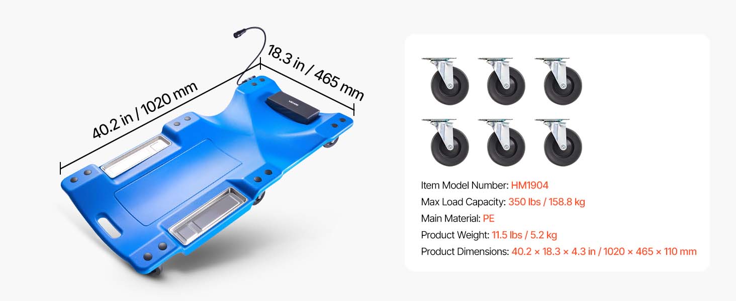 【summerfinds】VEVOR 40 in Mechanic Creeper with LED Light, Low Profile Plastic Garage Creeper, 350 lbs Under Car Rolling Creeper with 6 Swivel Casters, Padded Headrest & Tool Trays for Auto Repair,car accessories 【summerfinds】VEVOR 40 in Mechanic Creeper with LED Light, Low Profile Plastic Garage Creeper, 350 lbs Under Car Rolling Creeper with 6 Swivel Casters, Padded Headrest & Tool Trays for Auto Repair,car accessories