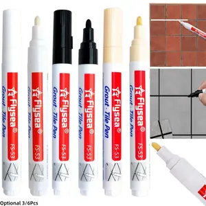 3/6 Pieces Tile Pen Wall Grout Color Pen Tile Repair Pen Refill Wall Gap Grout Renew Restoration Marker Match Various Tile Aesthetics for Home Tiles Floor Bathroom Decontamination Seam Repair Durable Match (Black,White,Beige)