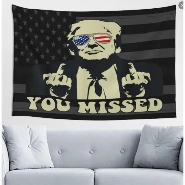 Trump You-Missed Tapestry Trump 2024 Fight Fight Fight MAGA Convicted  Felon Tapestry Sign for Wall Decor Trump for President Banner