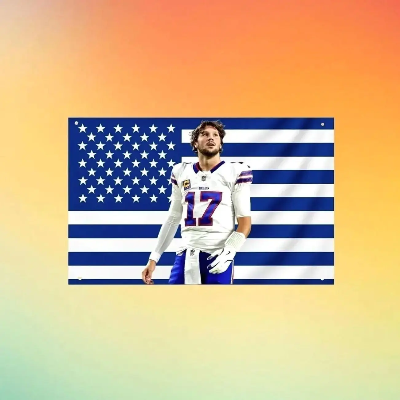 Josh Allen, Buffalo Bills Football Flag | Blue USA Wall Tapestry, Quarterback Banner, Fan Room Decor Gift