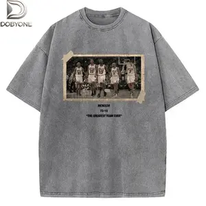 DOBYONE 1996 Chicago Squad Vintage Photo T-Shirt The Greatest Team Ever 72-10 Crewneck Cotton Tee