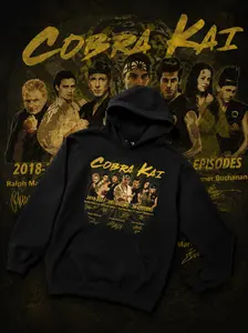 GILDAN Cobra Kai Hoodie Mens Medium M Black Pullover Heavy Blend Graphic