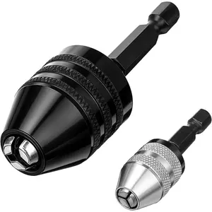 2 count Keyless Drill Chuck for  Driver, 1/4 Inch Hex Shank Drill Chuck  Change Converter Extension Drills Bit Adapter Keyless Chucks, Chucks Conversion Adapter in (0.6-8mm,0.3-3.6mm)