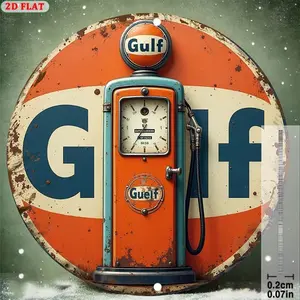 Vintage Style Gulf Oil Retro Gas Pump Aluminum Metal Sign 2D Flat Wall Art For Man Cave Garage Bar Pub Nostalgic Automotive Decor Home Decor Products