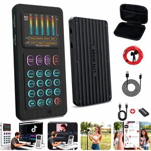 Handheld Live Sound Card Smart Podacsting Audio Mixer/Console, Outdoor Portable Live Streaming,With Smartphone Bluetooth Live Sound Card Kit with Microphone/Headphones Multi-Function Voice Changer Singing, Recording,Gaming,YouTube,Live broadcast