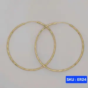 Beautiful Hoop Earrings  70mm XXL 2N Laminated Gold Fashion Jewelry for Women Versatile Stylish Accessory     SKU : ER24