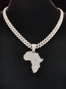 Map Shaped Pendant Necklace, Fashionable Jewelry for Party, Daily Decor, Trendy All-match & Exquisite Jewelry for Birthday Gift, Charm Necklaces