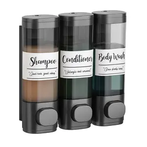 Modern Essentials Soap Dispenser - 3 Chamber - 3x400ml or 3x300ml - No Drill Wall Mount - Black Chrome Silver White Gold Gun Metal - Toiletries Organizer for Creams & Liquid Soaps