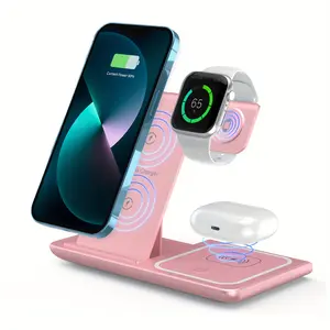 3-in-1 Wireless Charger and Charging Station is suitable for iPhone 16, 15, 14, 13, 12, 11, 8 Pro Max/Pro/Mini/Plus, iWatch Ultra 10/9/8, 7/6/5/4/3/2 SE, AirPods 3/Pro/2