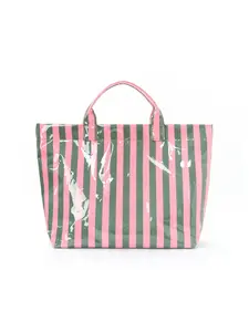 Striped Tote Bag High-Value Lightweight Handbag Commuter Large Capacity Portable Travel Shoulder Bag, Casual Style Fashionable Tote Bag All Seasons Beach Tote Casual Trendy Bag, Casual Shopping Bag