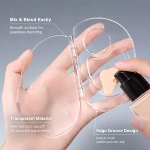 Transparent Acrylic Foldable Foundation Mixing Palette, with makeup spatula, easy to clean for foundation makeup blending