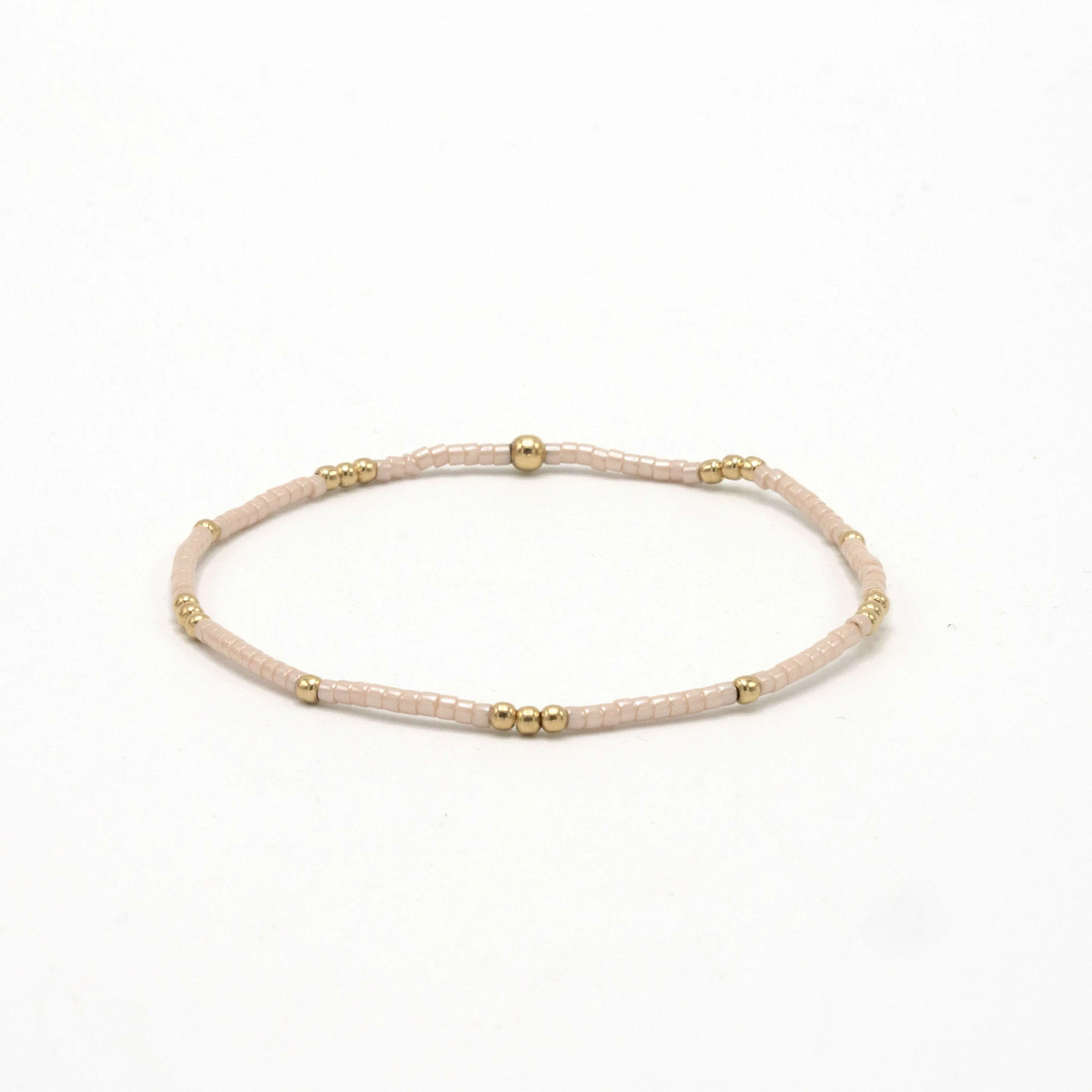 2mm Newport PALEST PINK + Gold Filled Waterproof Bracelet