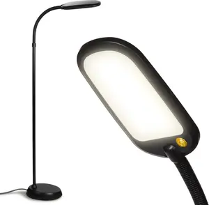 Litespan Slim LED Floor Reading Lamp - Tall with Adjustable Gooseneck, Dimmable for Living Rooms, Offices & Bedrooms - Black