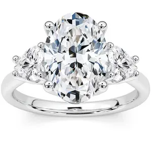 Certified 2 3/4Ct Oval & Heart Shape Diamond Engagement Ring Lab Grown 14k Gold