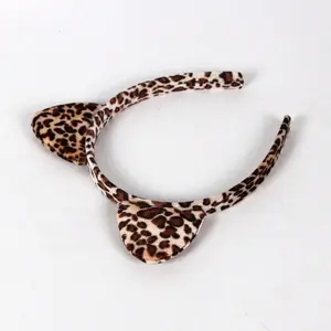 1pc Simple, Elegant And Cute Leopard Print Cat Ear Headband For Women, Suitable For Daily Use And Halloween Holiday Decoration, Christmas Party Costume Headband, Fashionable Hair Accessory, Women's Headband, Suitable For Daily Wear