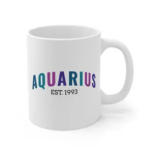 Aquarius Zodiac Ceramic Mug, Astrology Gift for Birthdays, Coffee Lovers, Horoscope Enthusiasts, Personalized Mug, Unique Coffee Cup, 11oz, Drinkware Reusable Mug