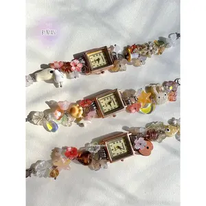 Handmade Flower Charm Watch – Beaded Aesthetic Watch, Cute Gift for Friends