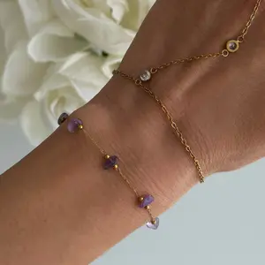 EVRY JEWELS Gold or Silver Plated Women's Hypoallergenic Amethyst Angel Bracelet