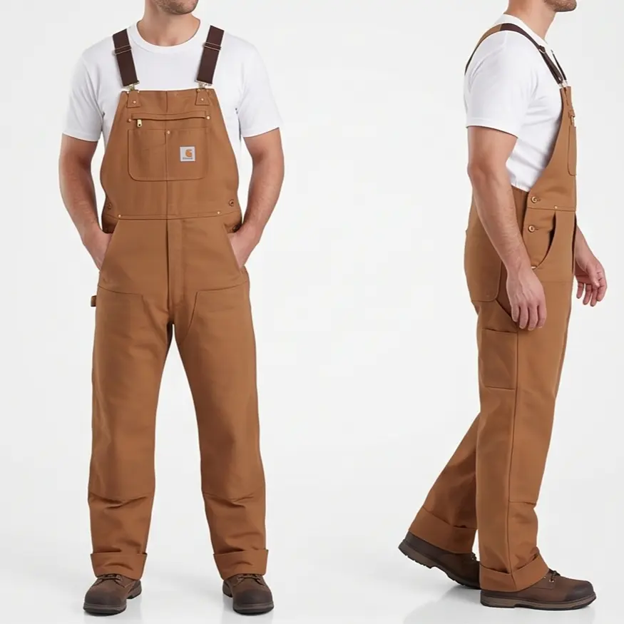 Carhartt Men's Iconic R01 Duck Bib Overall, Heavyweight Cotton Duck Canvas Workwear Overalls, Multi Utility Pockets Adjustable Suspenders for Construction, Farming & Streetwear