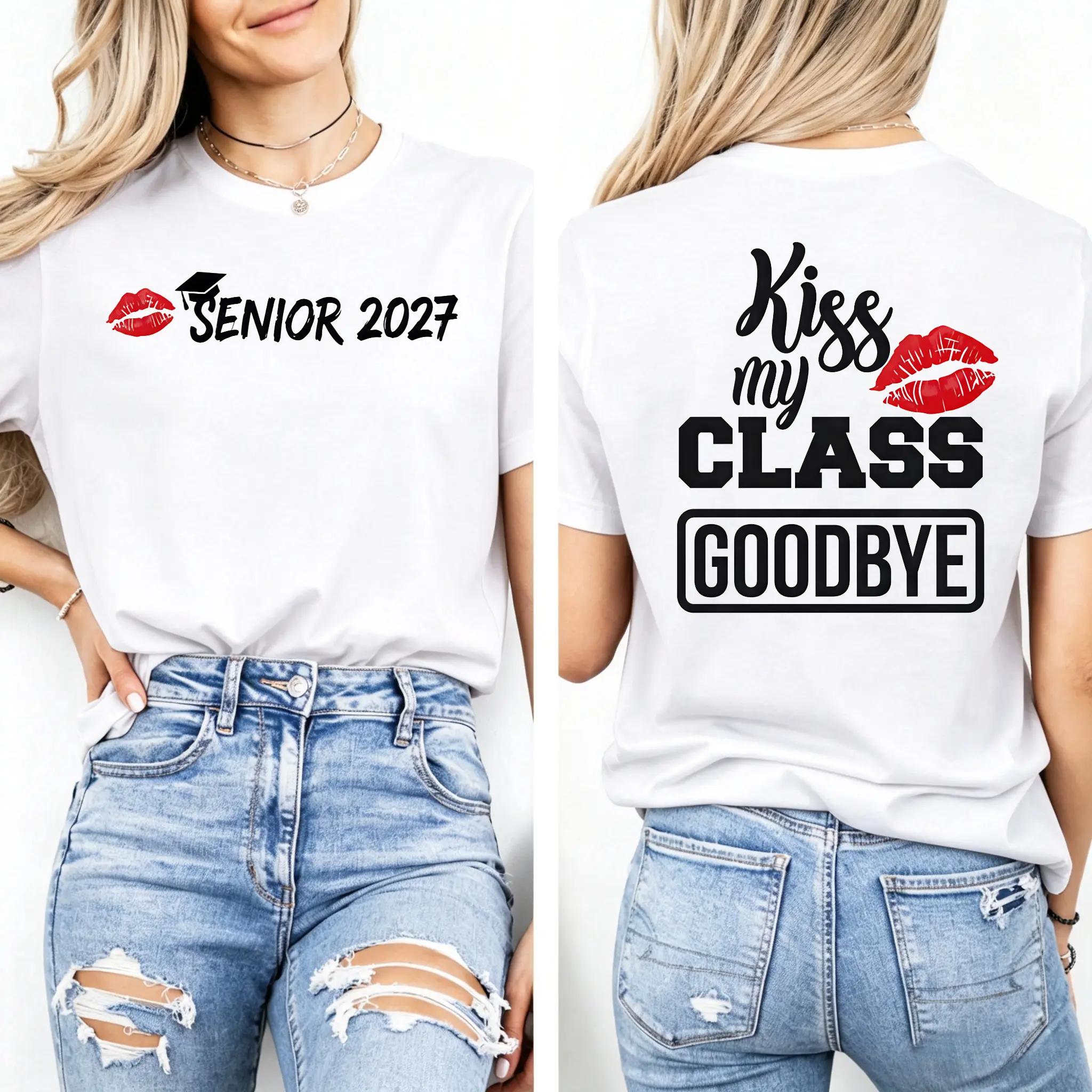 Senior 2027 Kiss My Class Goodbye Shirt, Class of 2027 Graphic T-Shirt, Senior Year Graduation Gift, Unisex