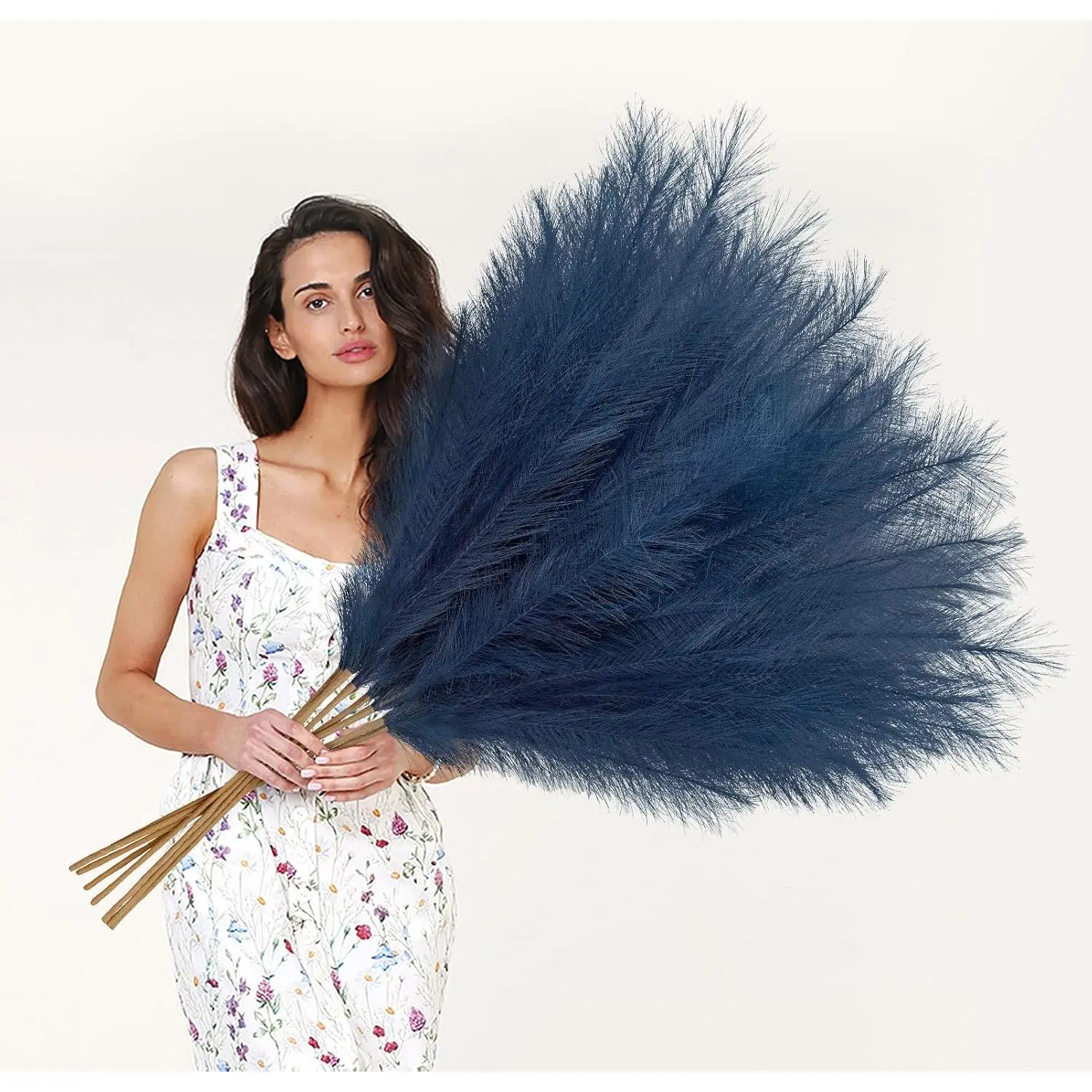 8 Pcs Faux Pampas Grass Decor 38''/97cm Tall Artificial Large Pompous Pompas Floral Fluffy Fake Plants Floor Vase Filler for Wedding Kitchen Home Boho Decorations