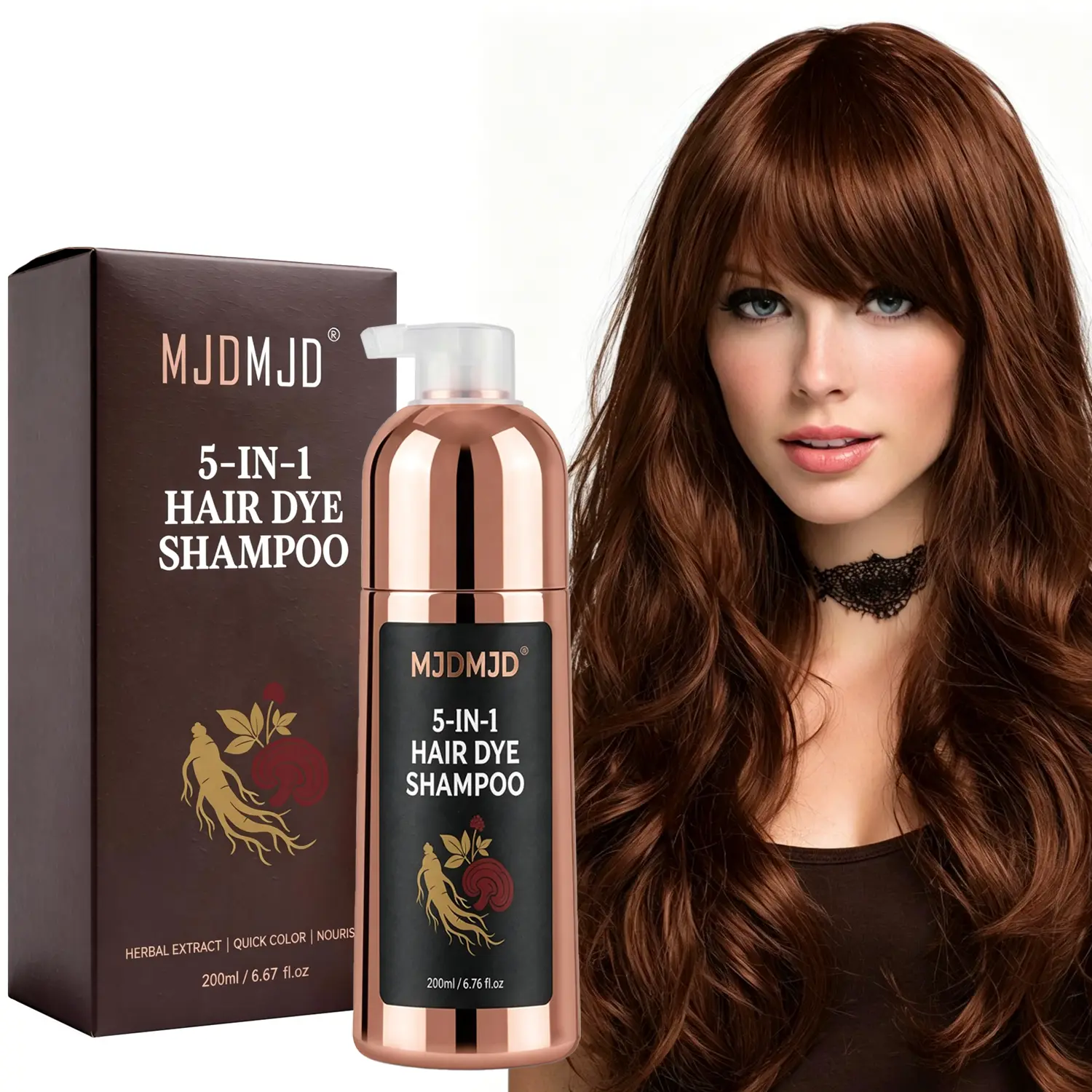 Dark Chocolate Hair Dye Shampoo for Gray Hair - 5 in 1 Semi-Permanent Hair Color Shampoo for Women & Men, 100% Gray Coverage, Herbal Ingredients, Long-Lasting Natural Hair Dye in Minutes, 200ML/6.76 Fl Oz