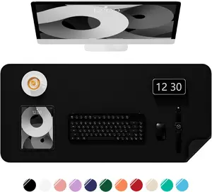 Desk Pad, 23.6" x 13.8" PU Leather Non-Slip Desk Mat Large Mouse Pad for Desktop, Waterproof Laptop Computer Writing Mat for Office, Home, Work, Gaming, Black