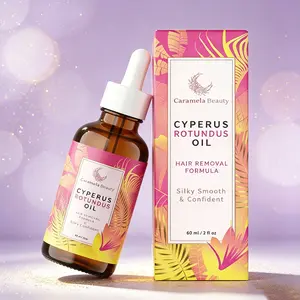 Caramela Beauty Cyperus Rotundus Oil 60ml, Natural Gentle Hair Inhibitor Serum, Soothing Botanical Formula for Long-Lasting Skin Smoothness