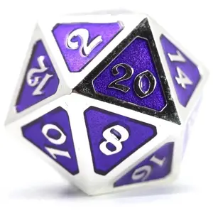 Platinum Amethyst Metal Polyhedral (D&D) Dice Set