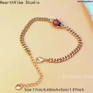 Children's Cartoon Ladybug Bracelet, Quirky Niche Jewelry for Kids