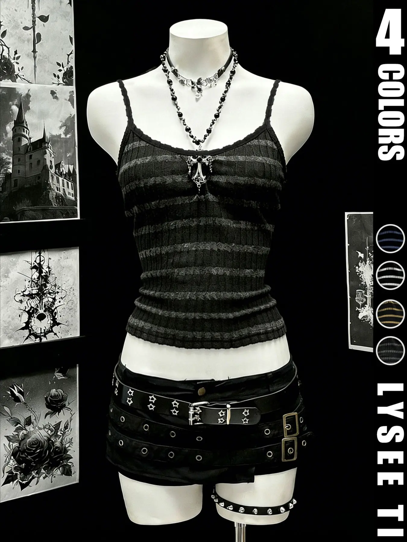 Halloween Women's Striped Tank Top, Gothic Style, Slim-Fitting, Casual Wear, Trendy Design, Perfect for Halloween Parties